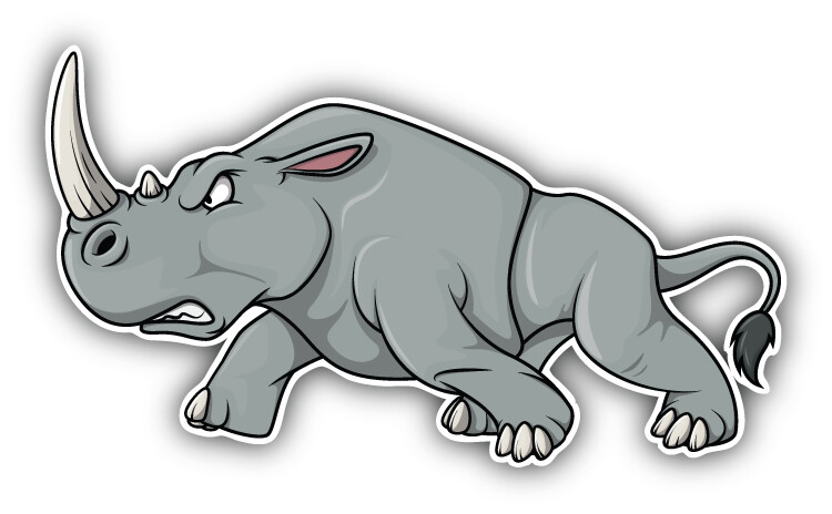 Angry Rhino Cartoon Car Bumper Sticker Decal