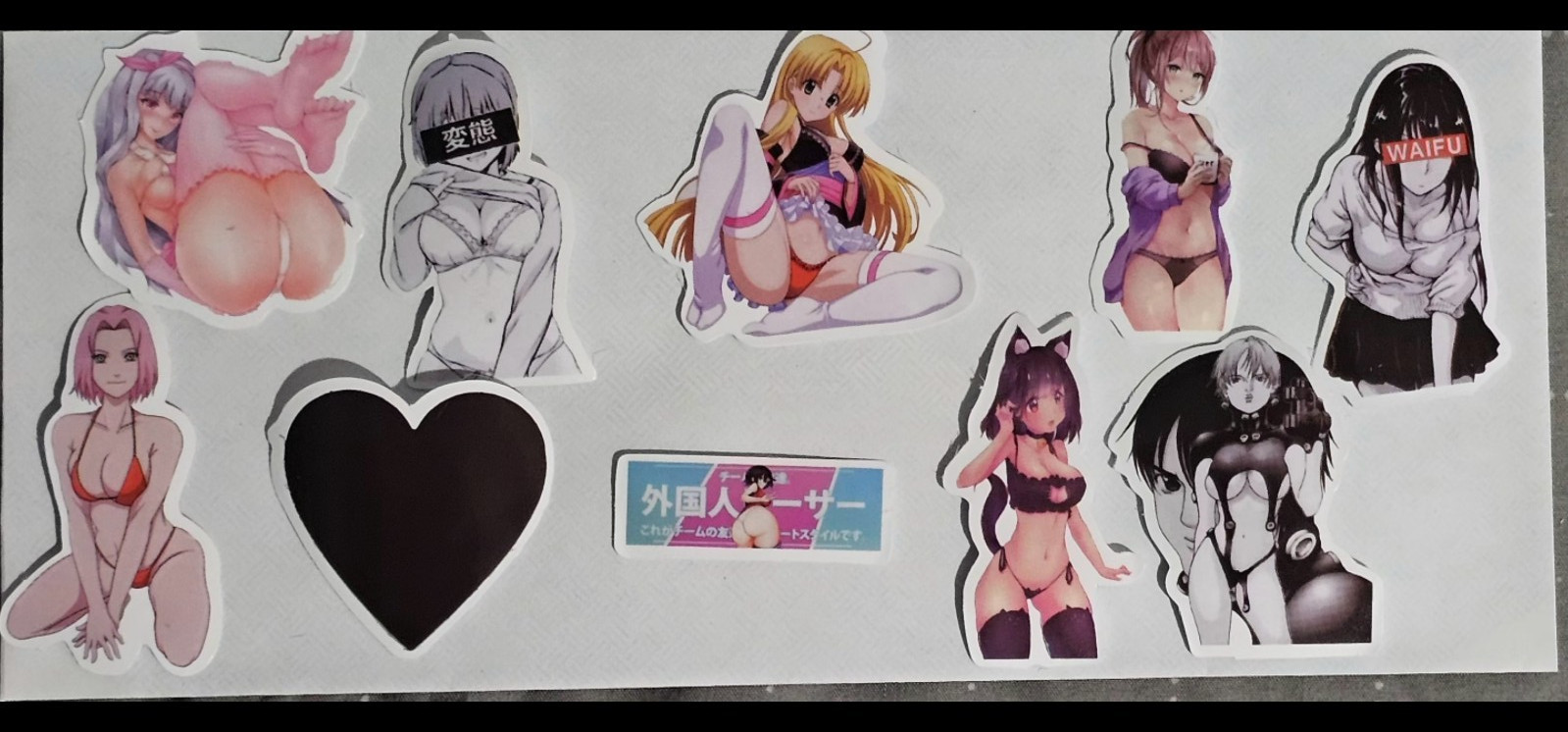 10 Pcs Varied Size 2 X 1 inch Adult NSFW Lewd Anime Waifu Stickers