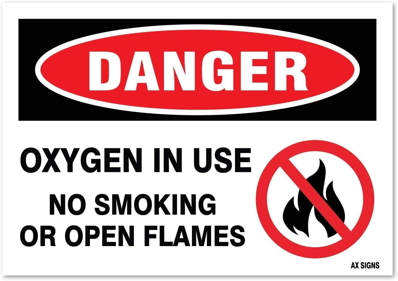 (4 Pack) Danger: Oxygen in Use No Smoking 3.5" x 5" Inch Sticker