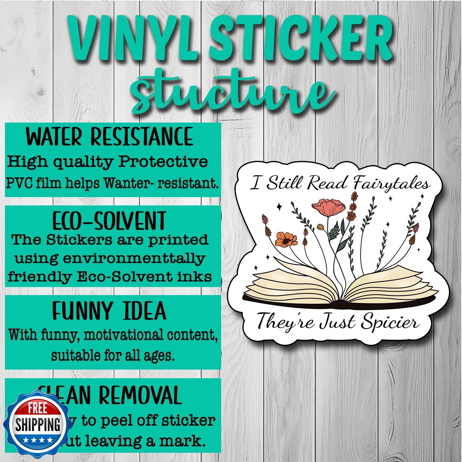 (3Pcs) I Still Read Fairytales They're Just Spicier Sticker, Decorate Books,