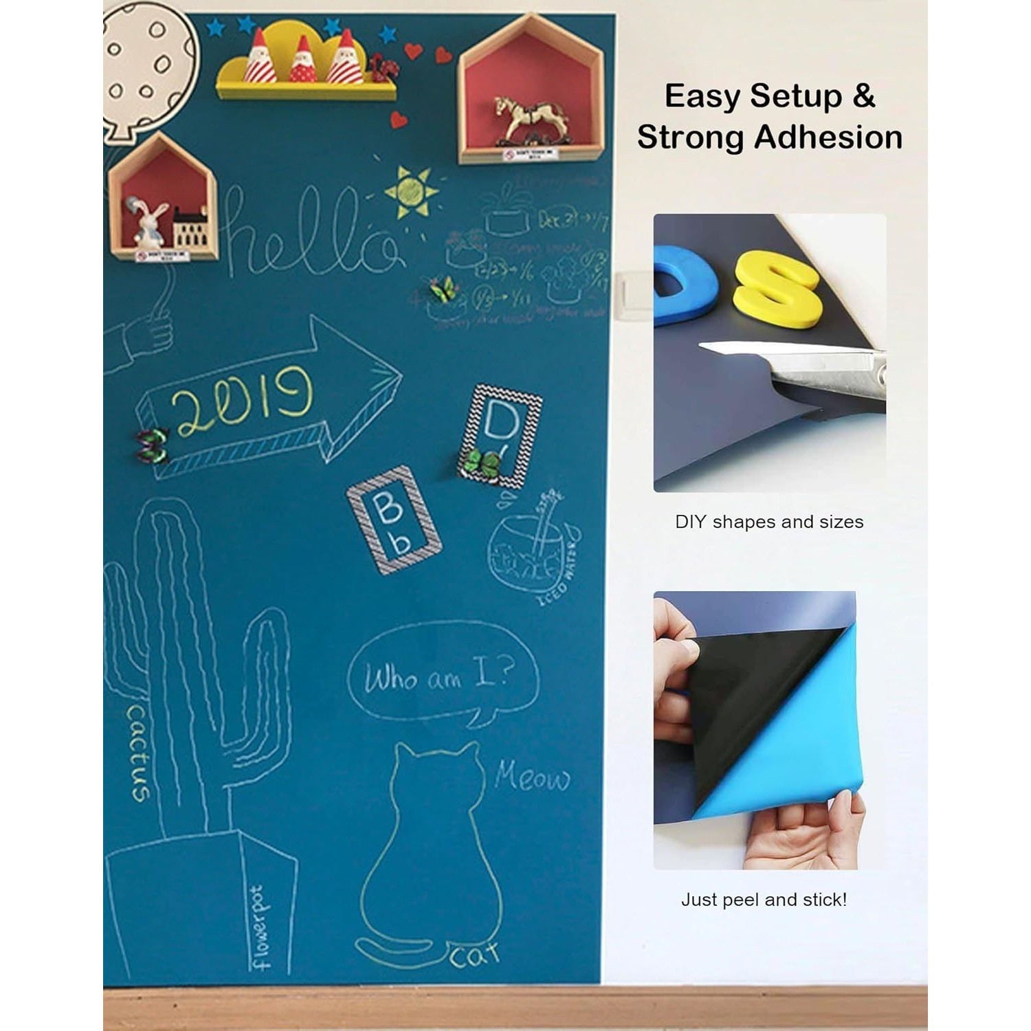 HILIUS Magnetic Chalkboard for Wall Cute Shape Adhesive Magnetic Wall Sticker