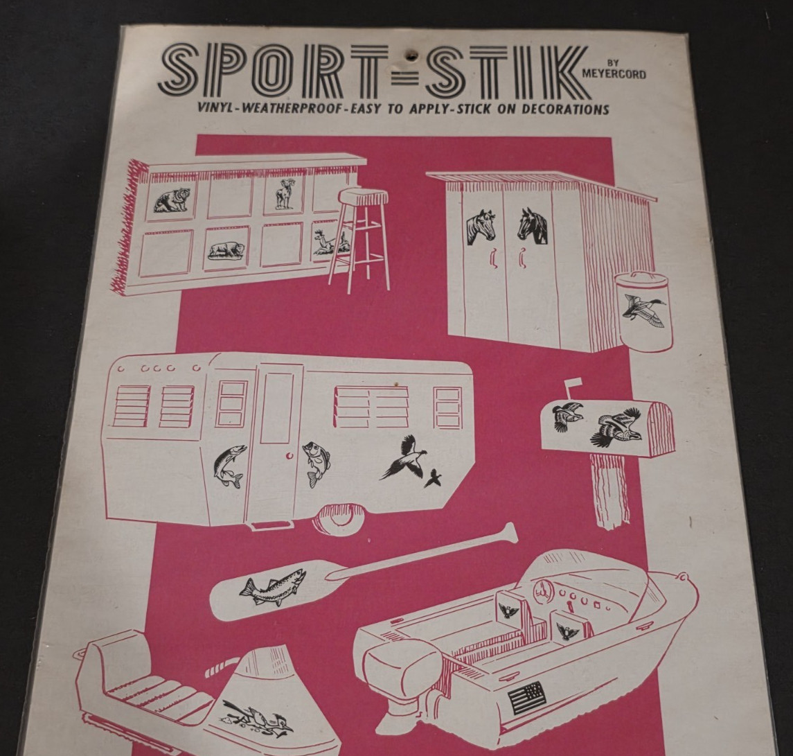 1960's-70's SPORT STIK Original Vinyl Sticker-Decal-UNUSED-Great Display-NOS