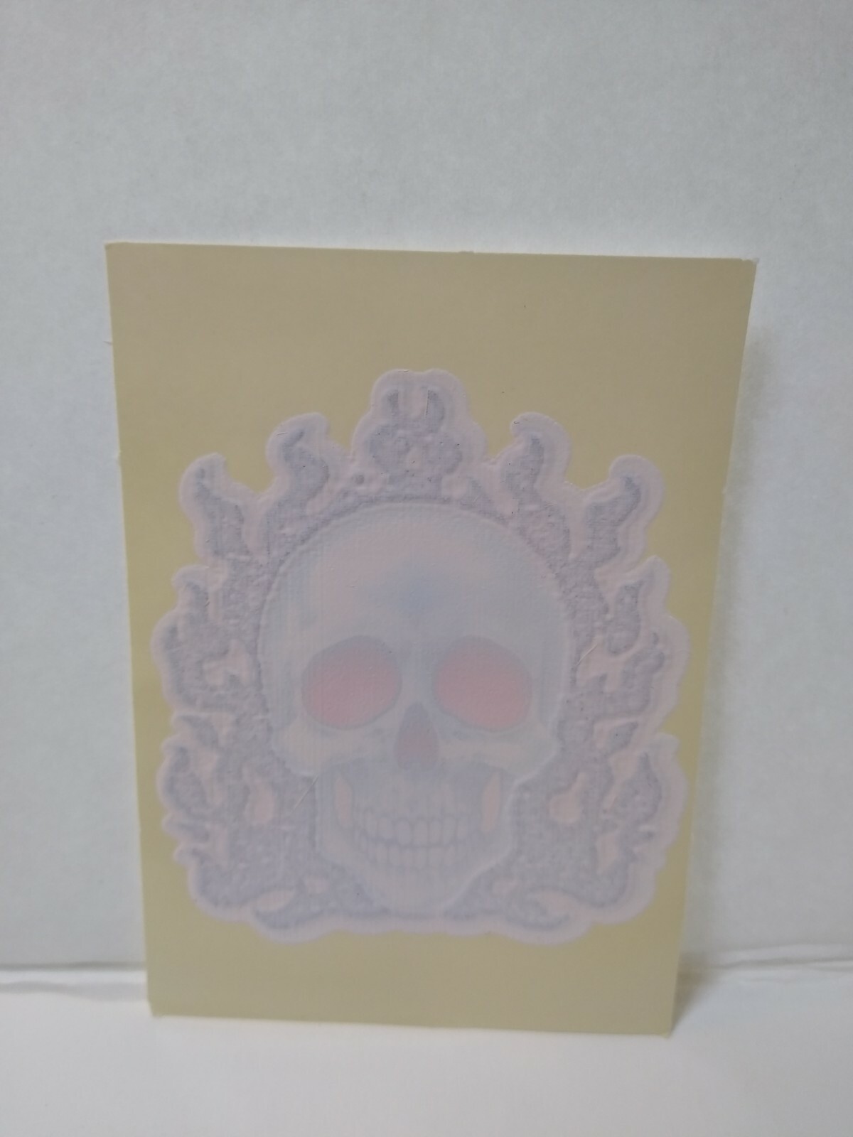 Skull Flame Screamin Gleamin Glitter Iron-On Decal Donruss Vintage Original Cool