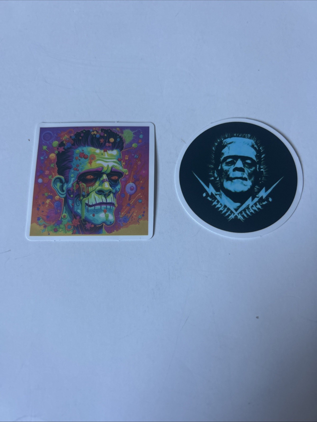 Lot of 2 Frankenstein Stickers Universal Monsters Boris Karloff & psychodelic