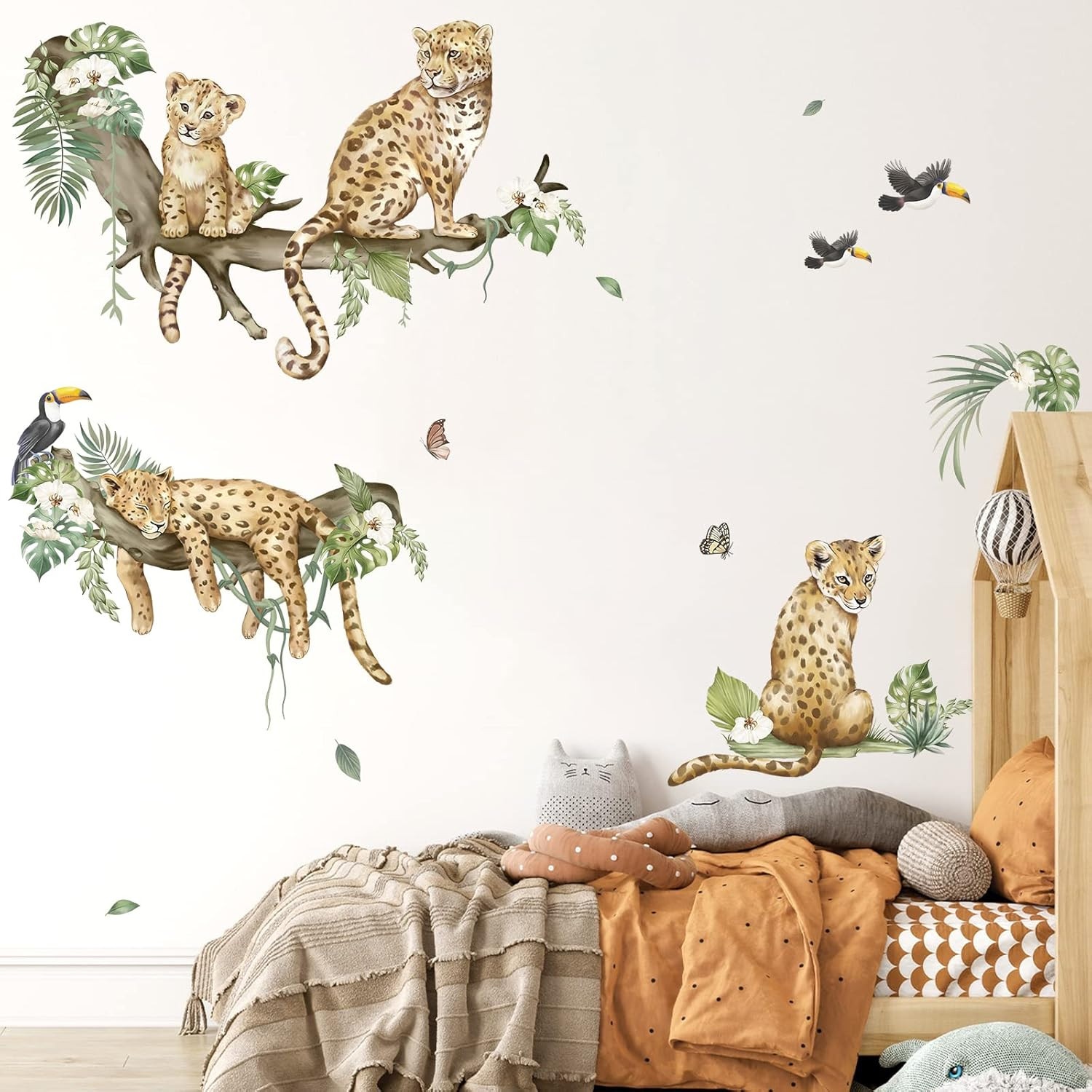 decalmile Leopard Safari Wall Decals Jungle Animals Cheetah Stickers A
