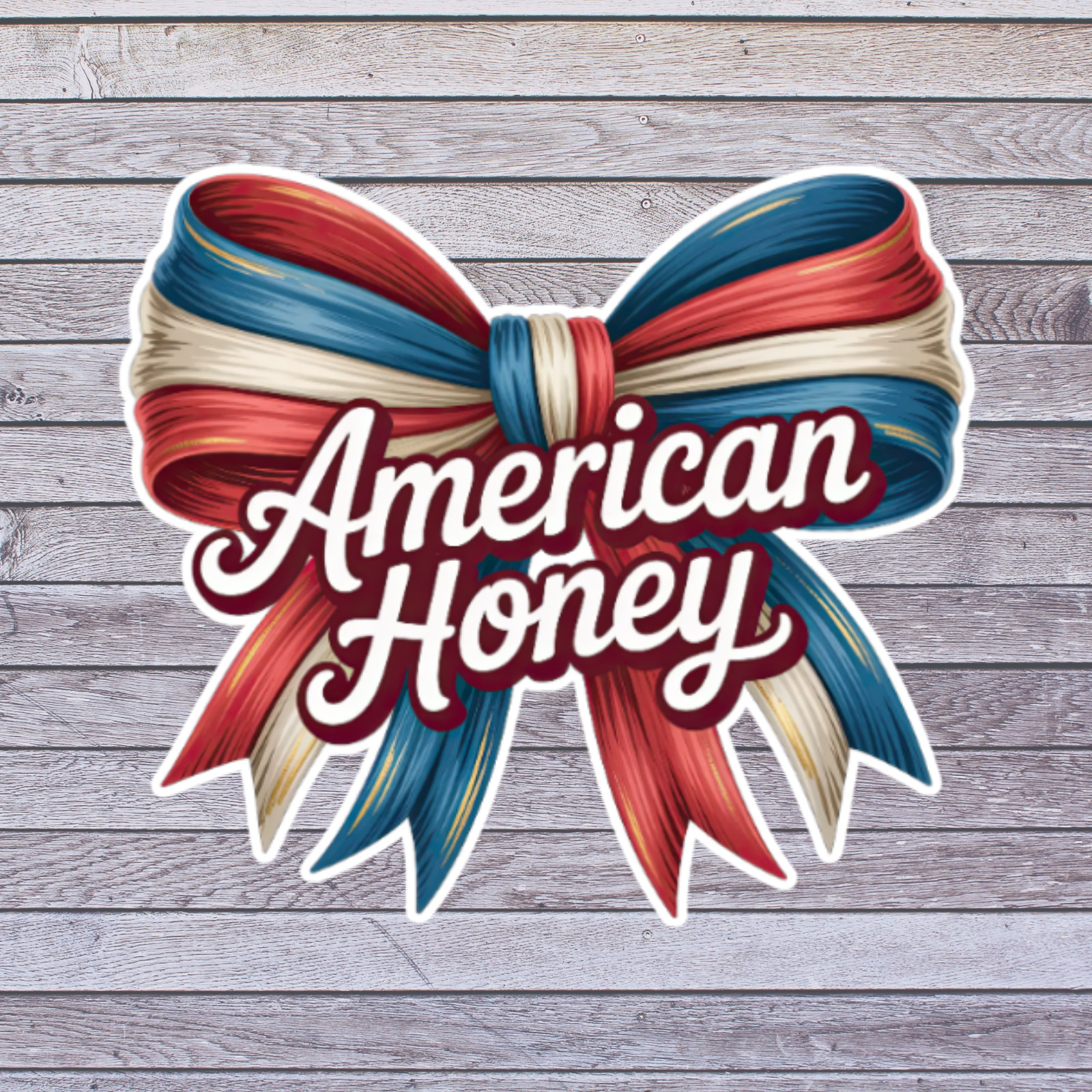 American Sticker Vinyl Decal American Honey Patriotic Bow Red White Blue