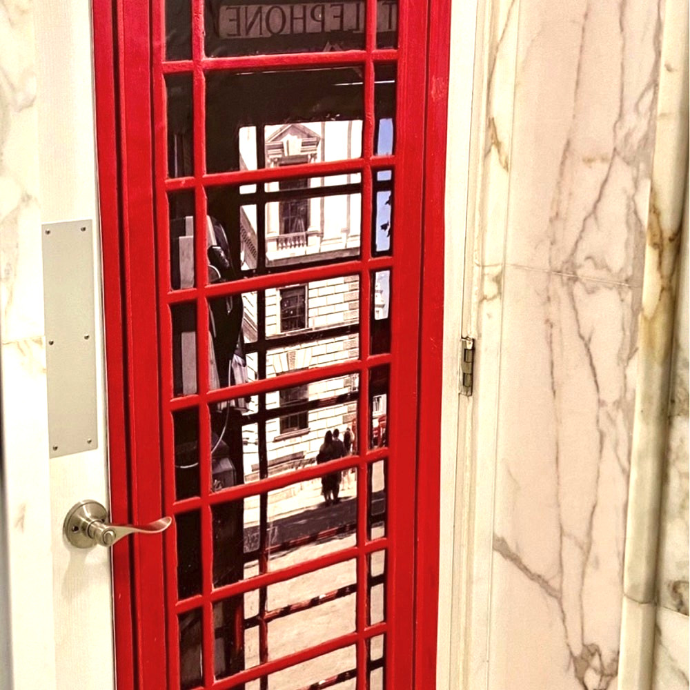Red Telephone Box Door Decal, Laminated Sticker, Cover, Wrap. Single Piece