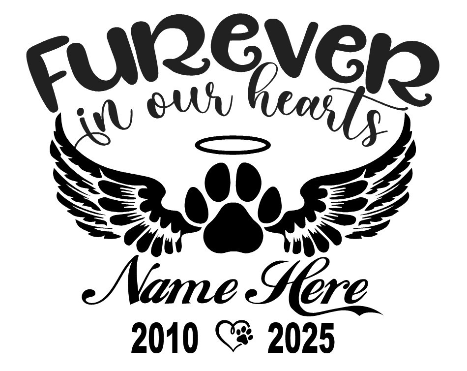 Pet Memorial Decal Personalized Dog Paw Heart Furever Loved Vinyl Sticker #06