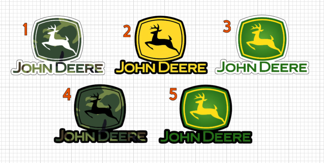 John Deere 3 PC HQ Waterproof Logo Custom Sticker SET