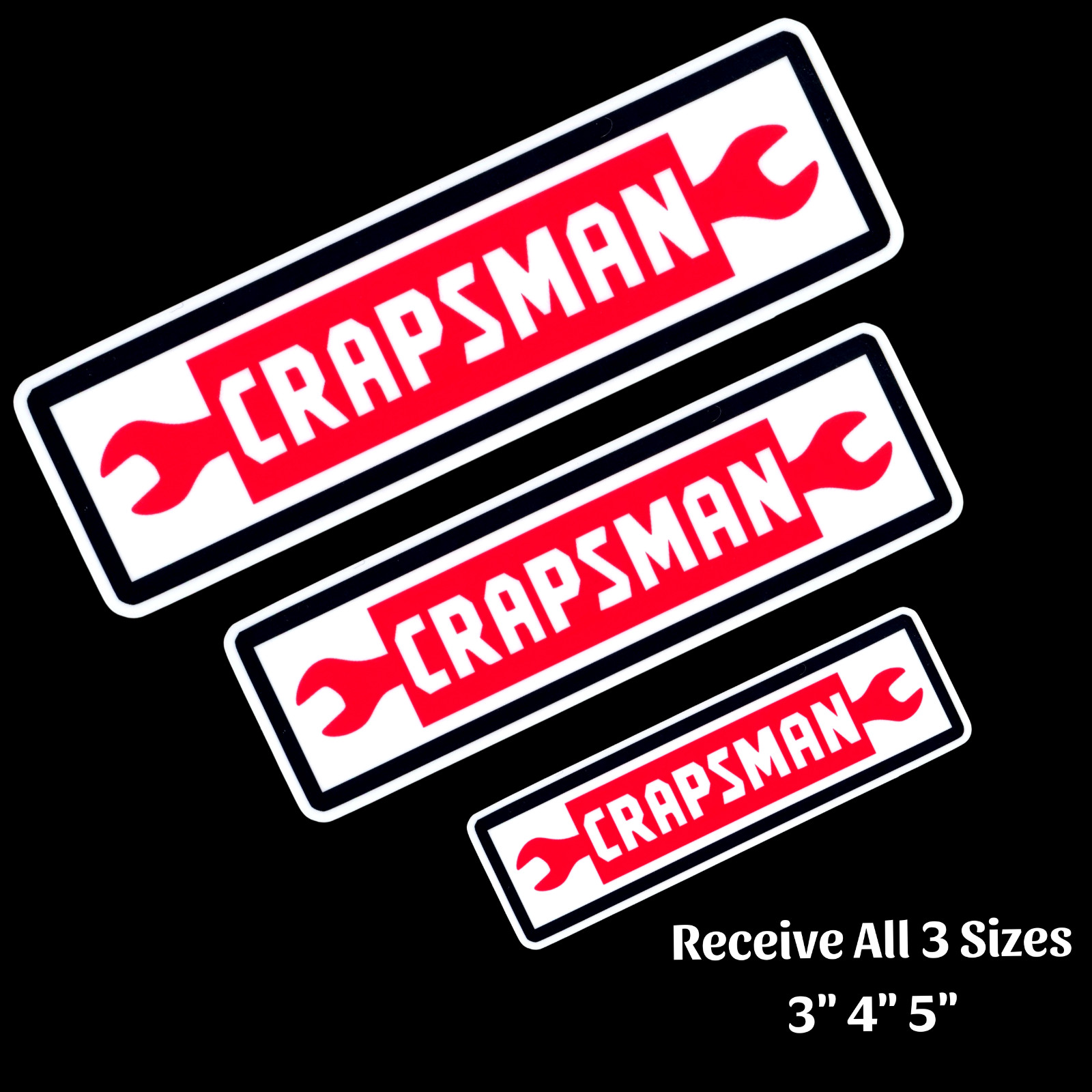 x3 Crapsman Tool Box Stickers Mechanic Joke Craftsman Tools Parody