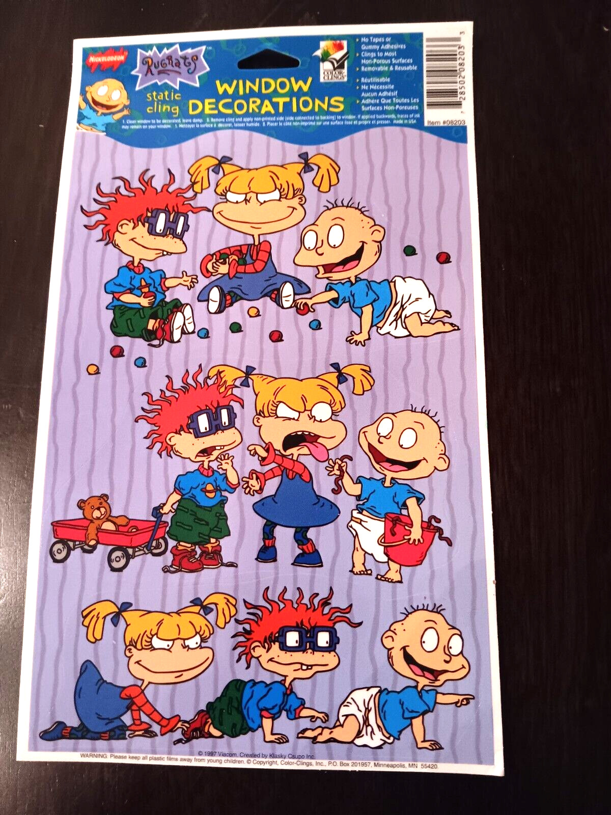 Rugrats Nickelodeon Static Cling Window Decorations Tommie, Chuckie, Angelica