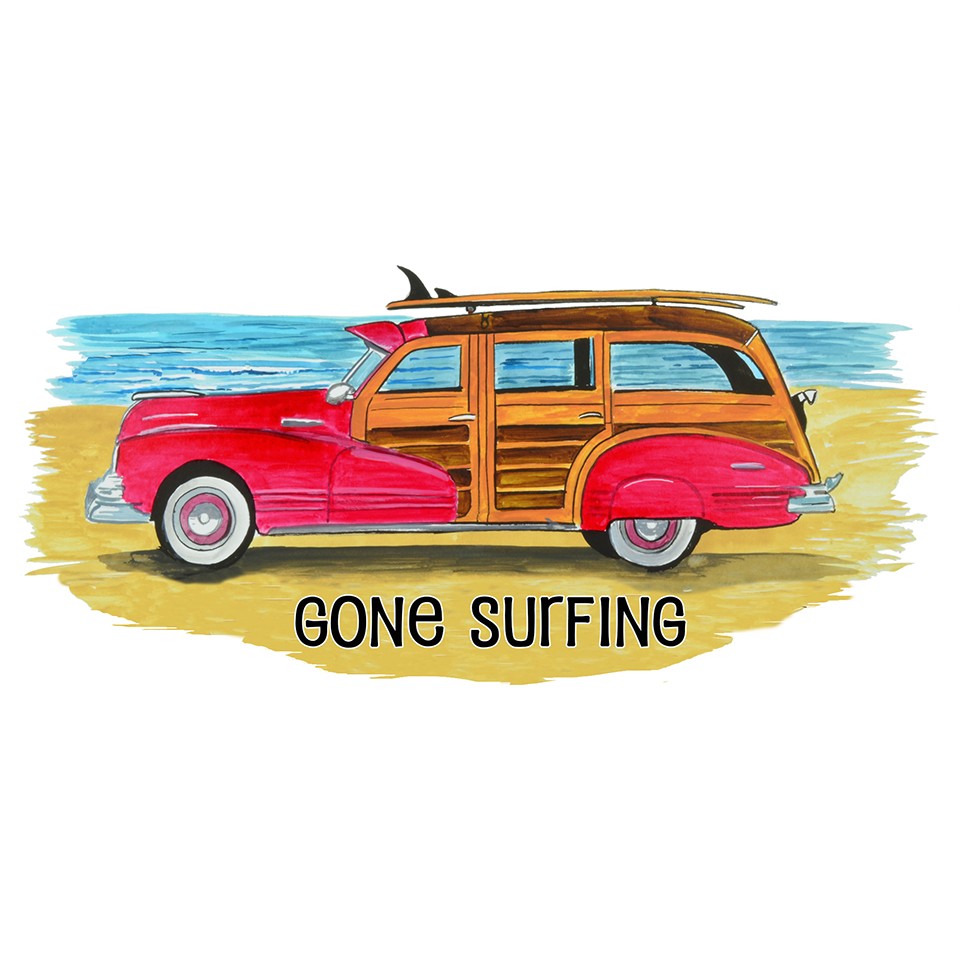 Decal Vinyl Sticker "Gone Surfing" – Woody Made in USA