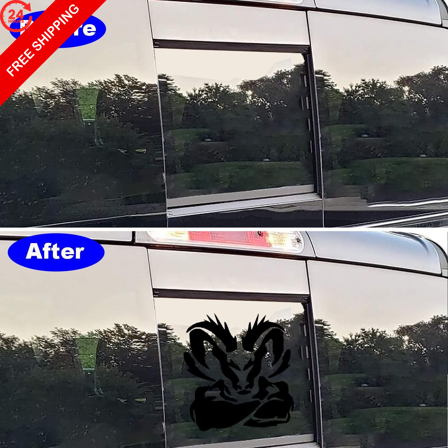 Designs Rear Back Middle Window Vinyl Decal Sticker for 1500 2500(Black) Black