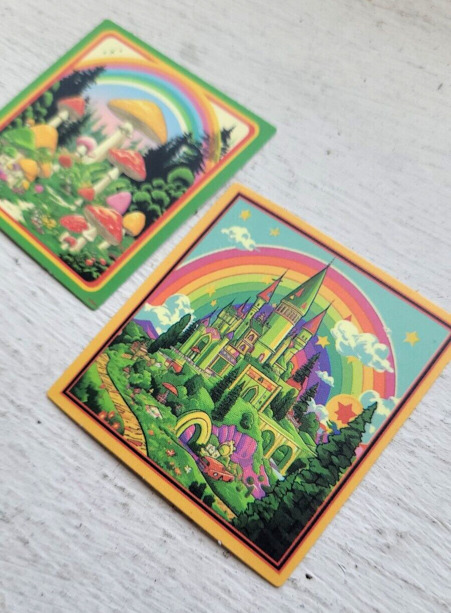 Haunted Active Spirit Creepy Castle And Mushrooms Sticker Lot Of 2 Pcs