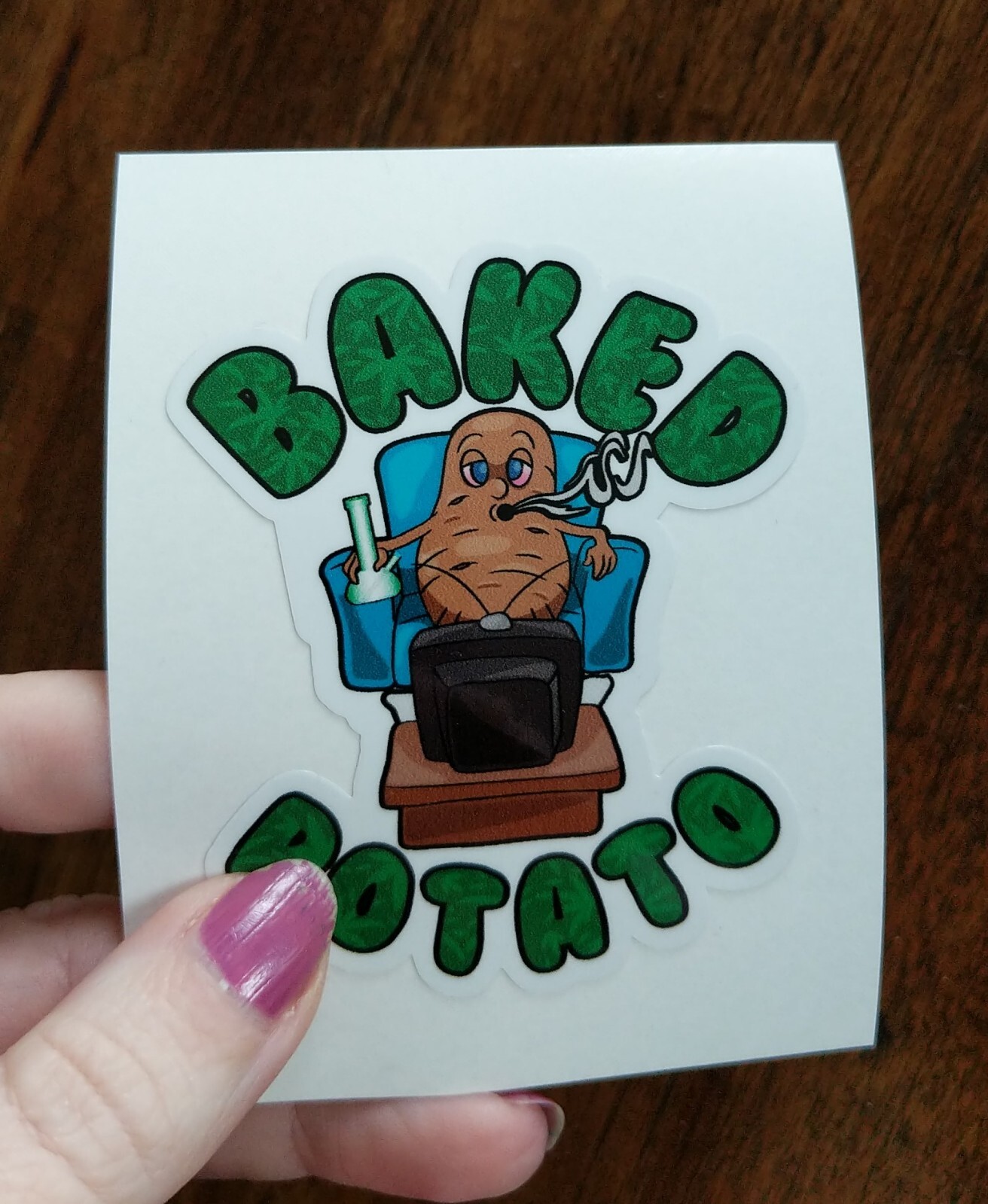 3.25" Baked Potato Decal Vinyl Sticker 420 Weed Pot Leaf Smoke Cannabis Couch