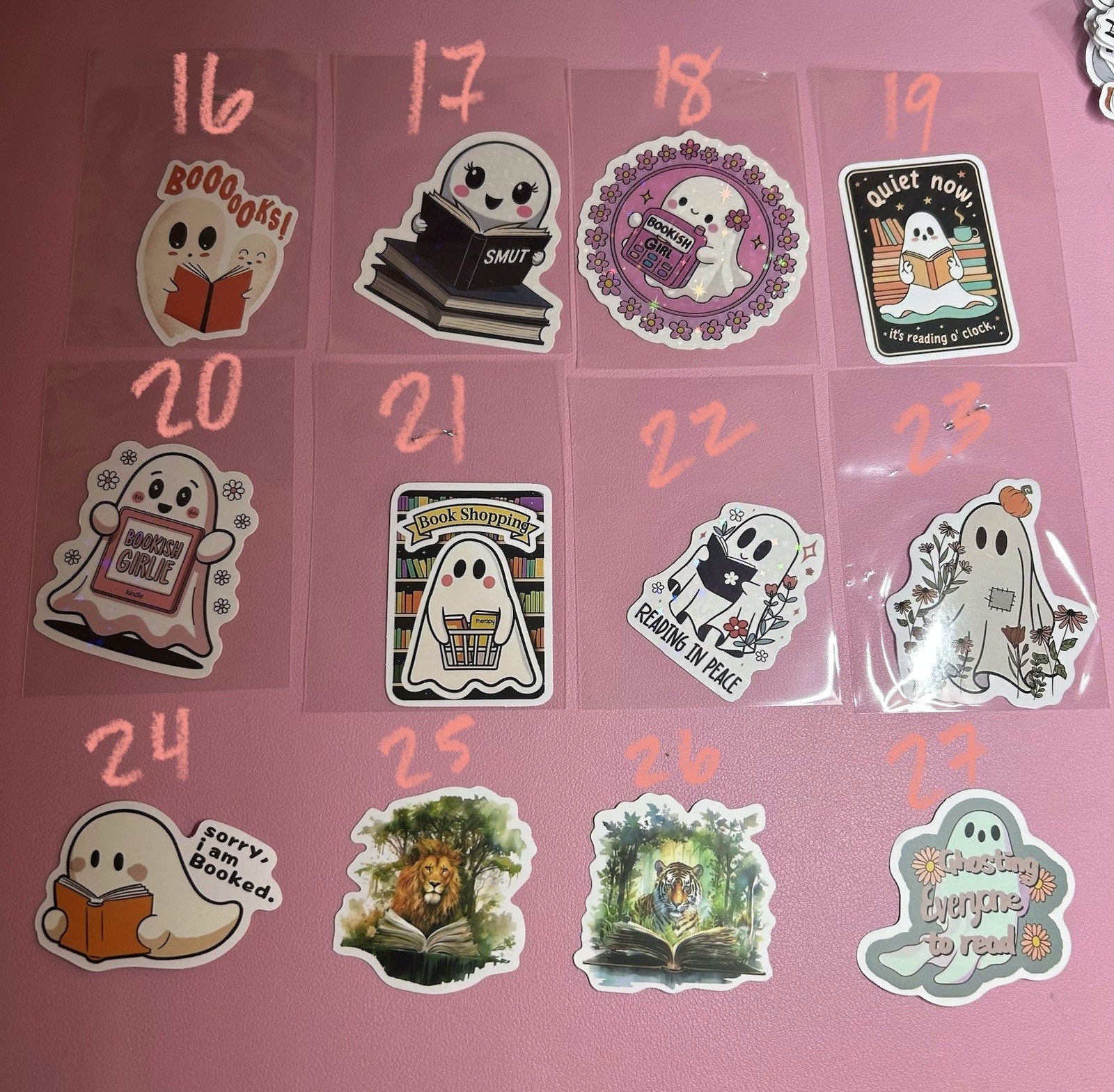 Animals And Ghosts Reading Books Stickers