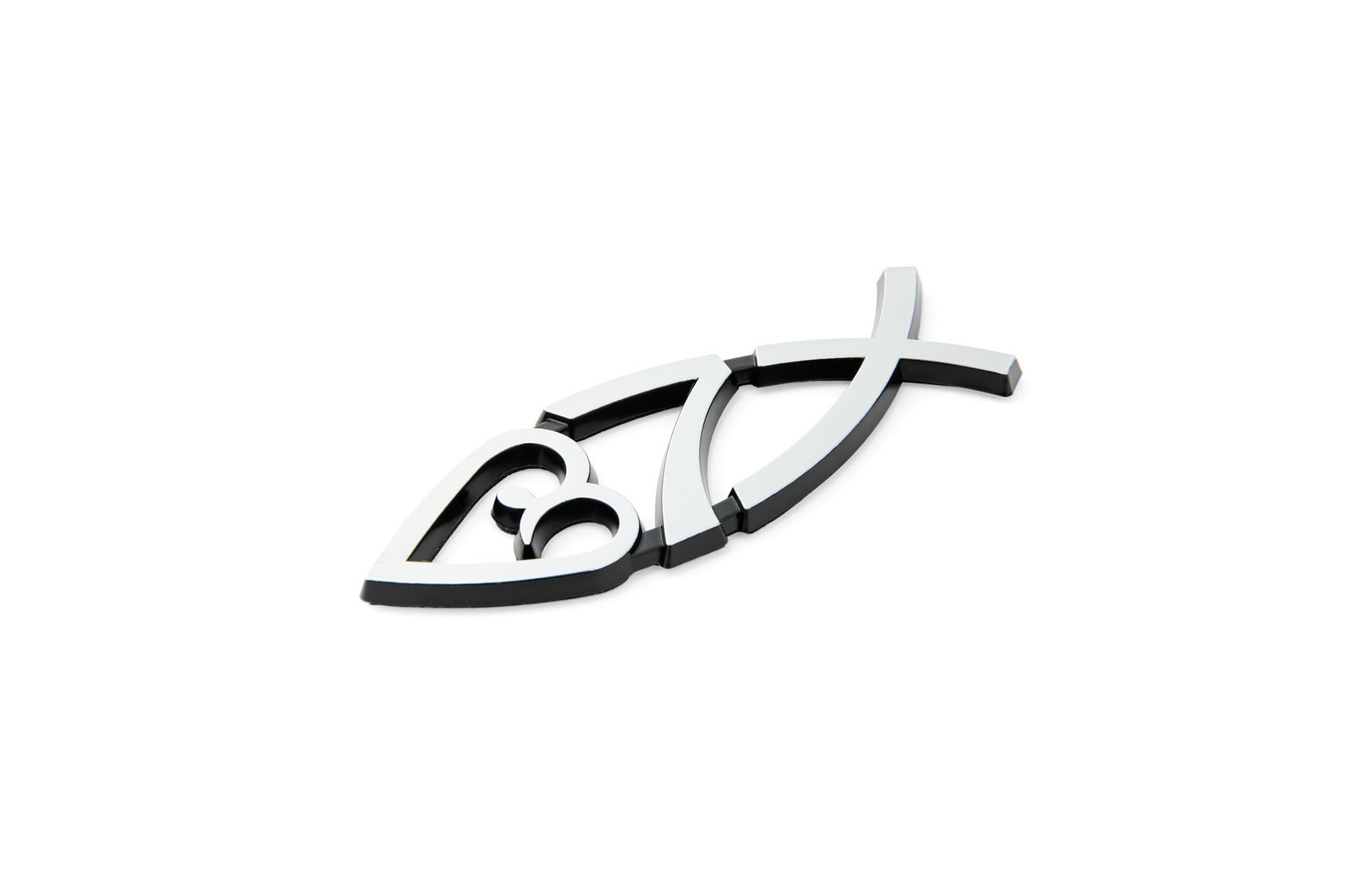 New Jesus Fish Car Decal 4 x 1.4 Inch – 3D Metallic Look Chrome Christian Sym…