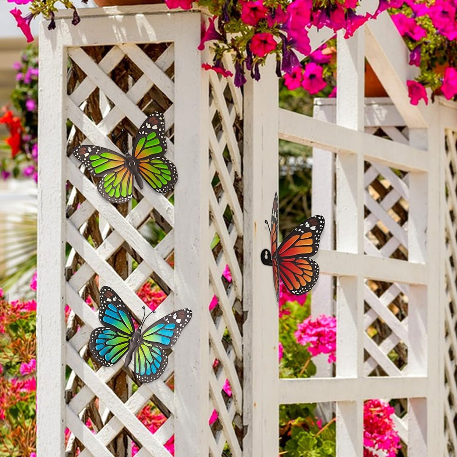 Metal Butterfly Wall Decor – 3 Pcs Butterflies Wall Sculpture Hanging Decorat…