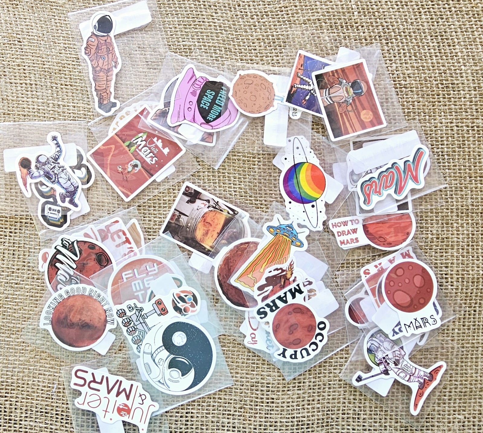 Space Planets Astronaut Waterproof Stickers 2"+, 35 Pieces