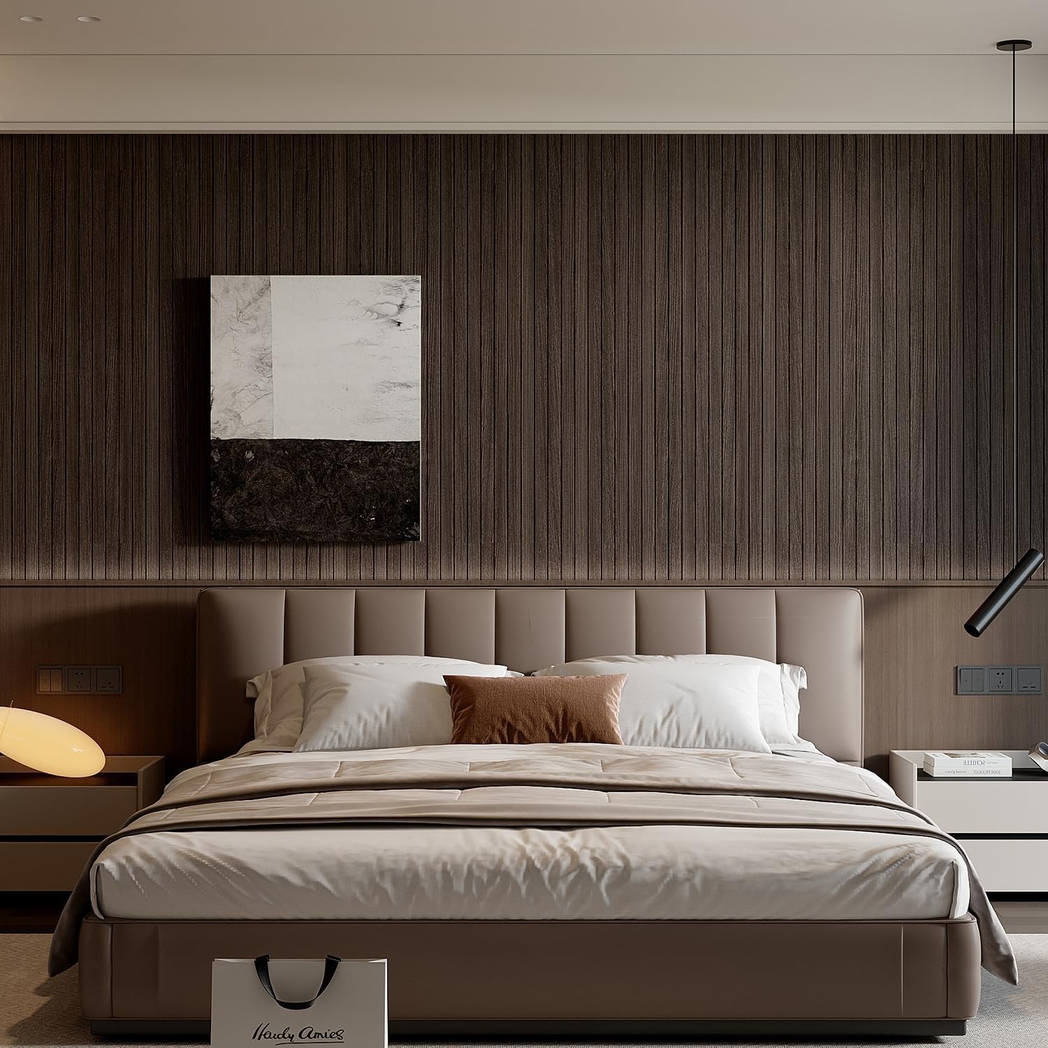 Self-Adhesive PVC Slat Wall Panel 236”x15.75” – Luxurious Faux Wood Finish