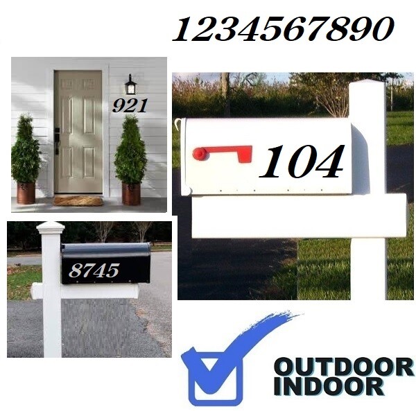 Mailbox Address Numbers Decal Sticker Window Door Wall Sign, CENTURY ITALIC