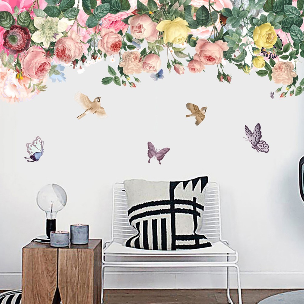 1 Pcs Flower Cartoon Wall Art Stickers Removable Vinyl Decal Home Decoration