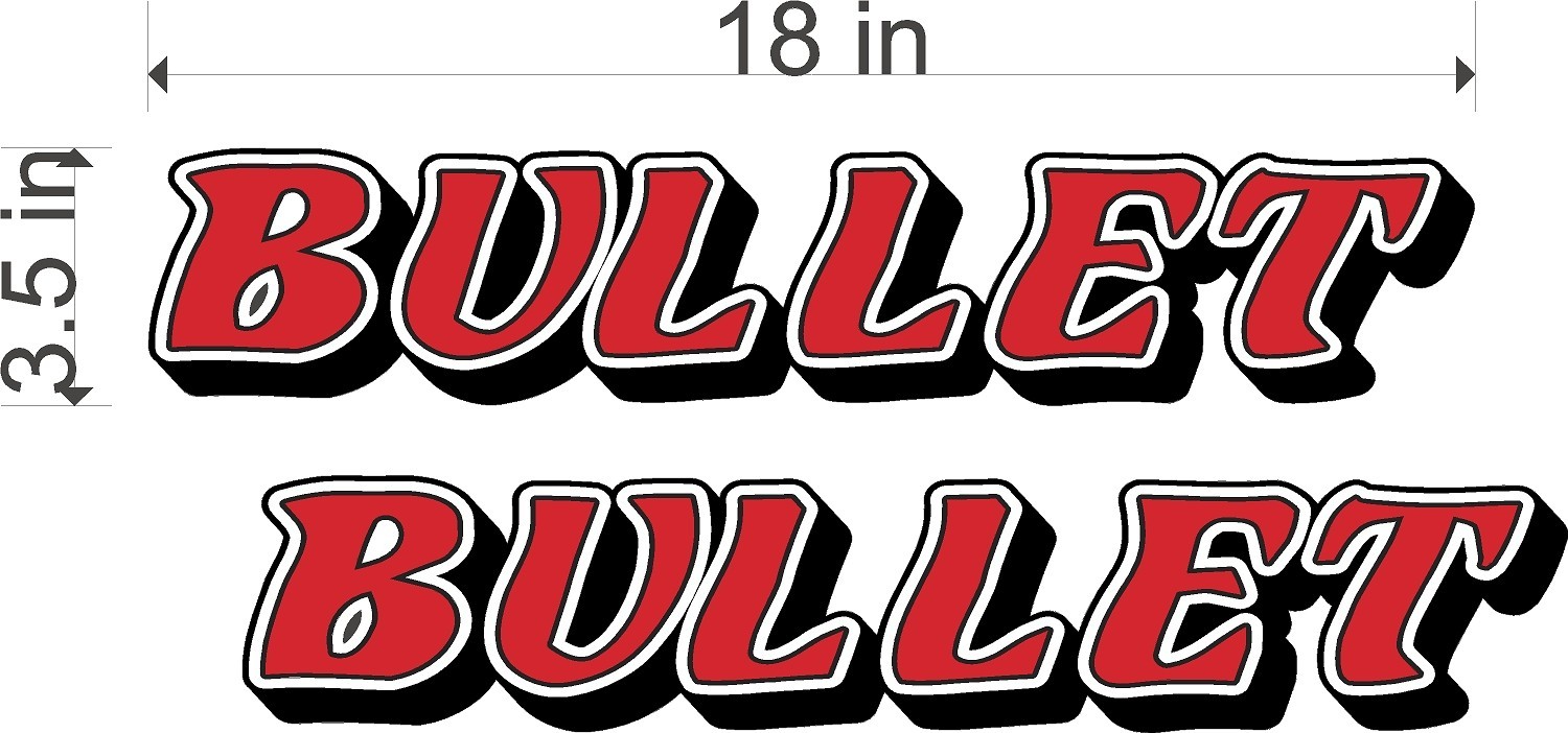 *CUSTOM ORDER* Vinyl Decal Sticker (3.5 x 18 inch bullet boats logo)x2