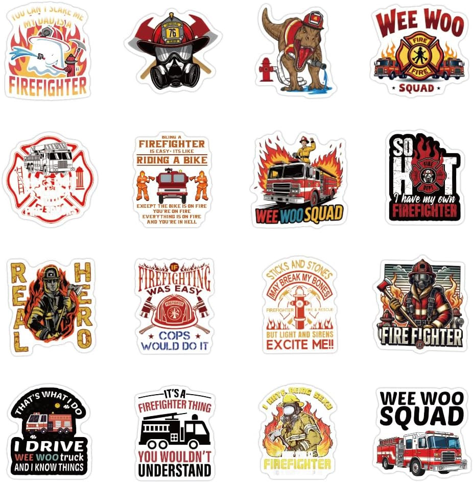 123 Pcs Firefighter Stickers and Decals for Hard Hats