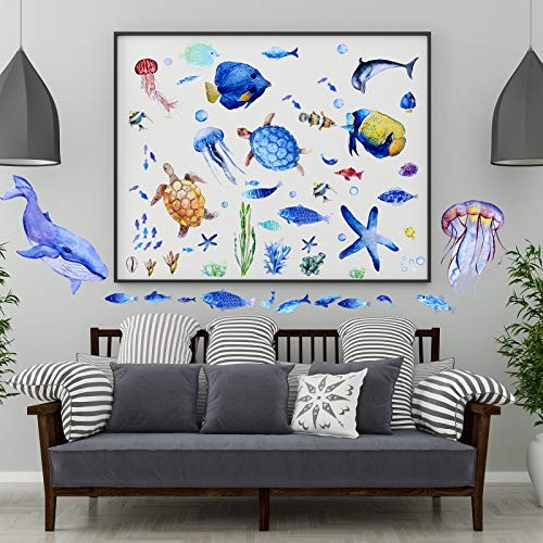 116 Pieces Ocean Wall Decals Under The Sea Fish Wall Nursery Decals Removable…