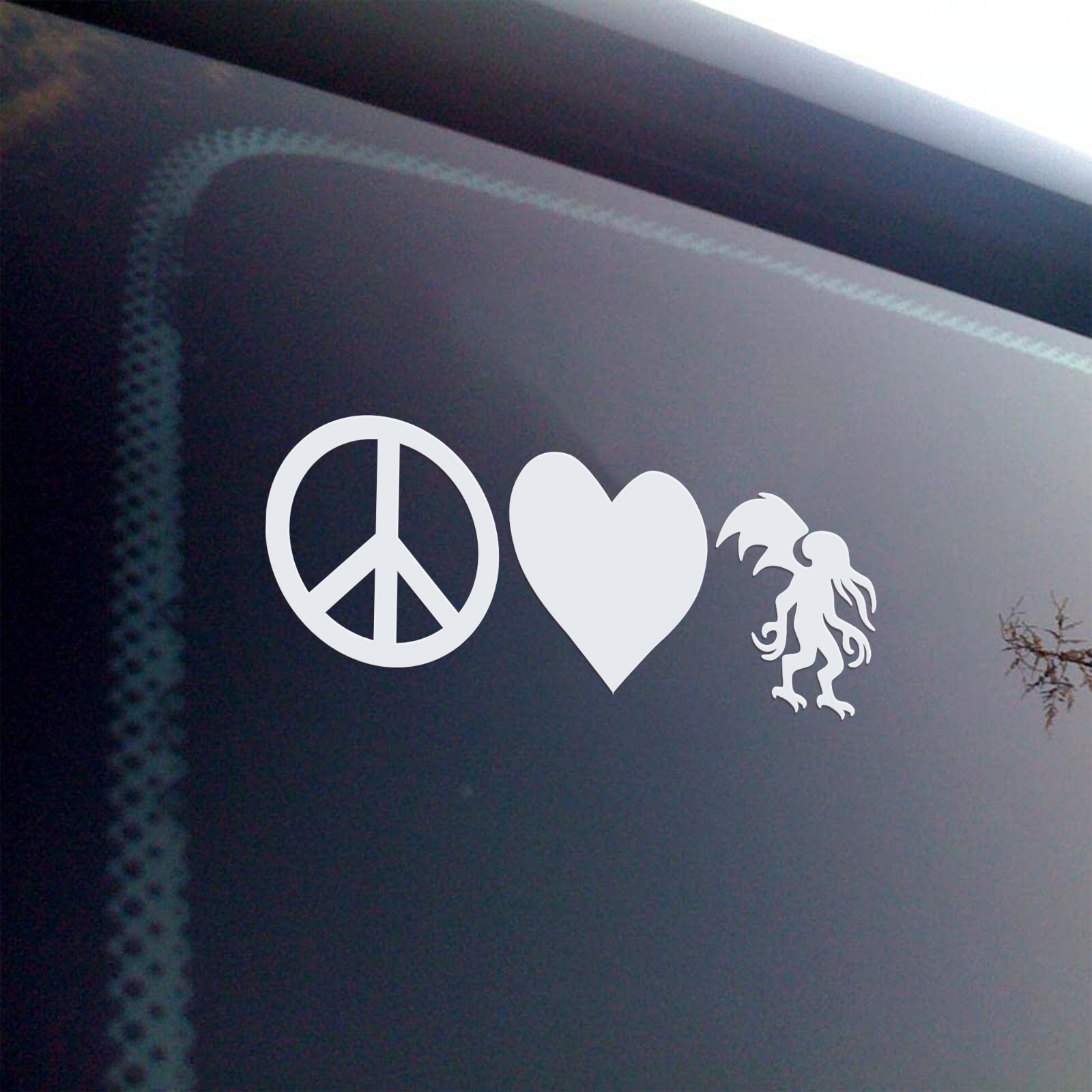 Peace Love Cthulhu Vinyl Decal Lovecraft Sticker Horror Eldritch Car Window Art