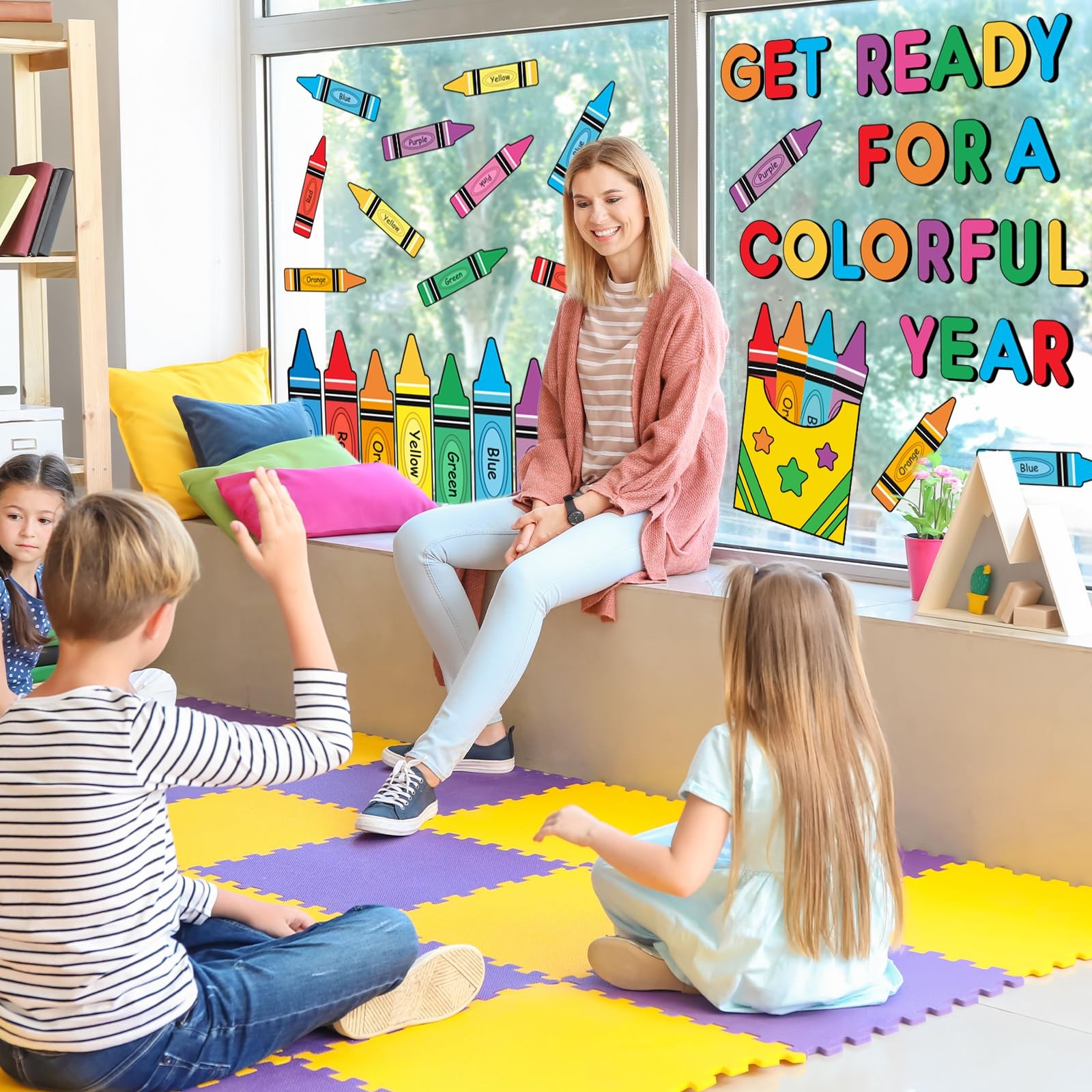 Colorful Crayon Door Stickers Get Ready for A Colorful Year Wall Decals Large…