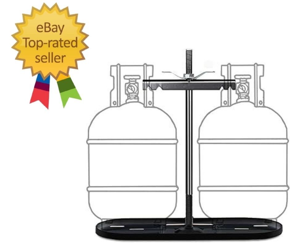 RV Dual Propane Tank Cylinder Rack for Camper and Travel Trailer for 20Lb Tanks,