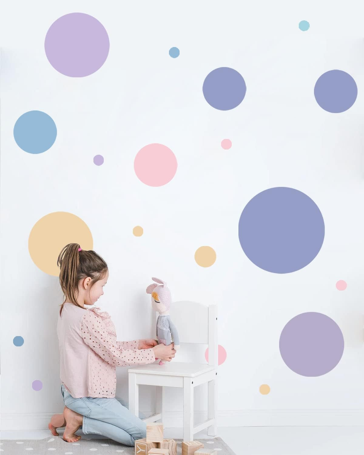 Multicolor Dots Wall Stickers Peel and Stick Vinyl Big Circle Wall Decals for Ne