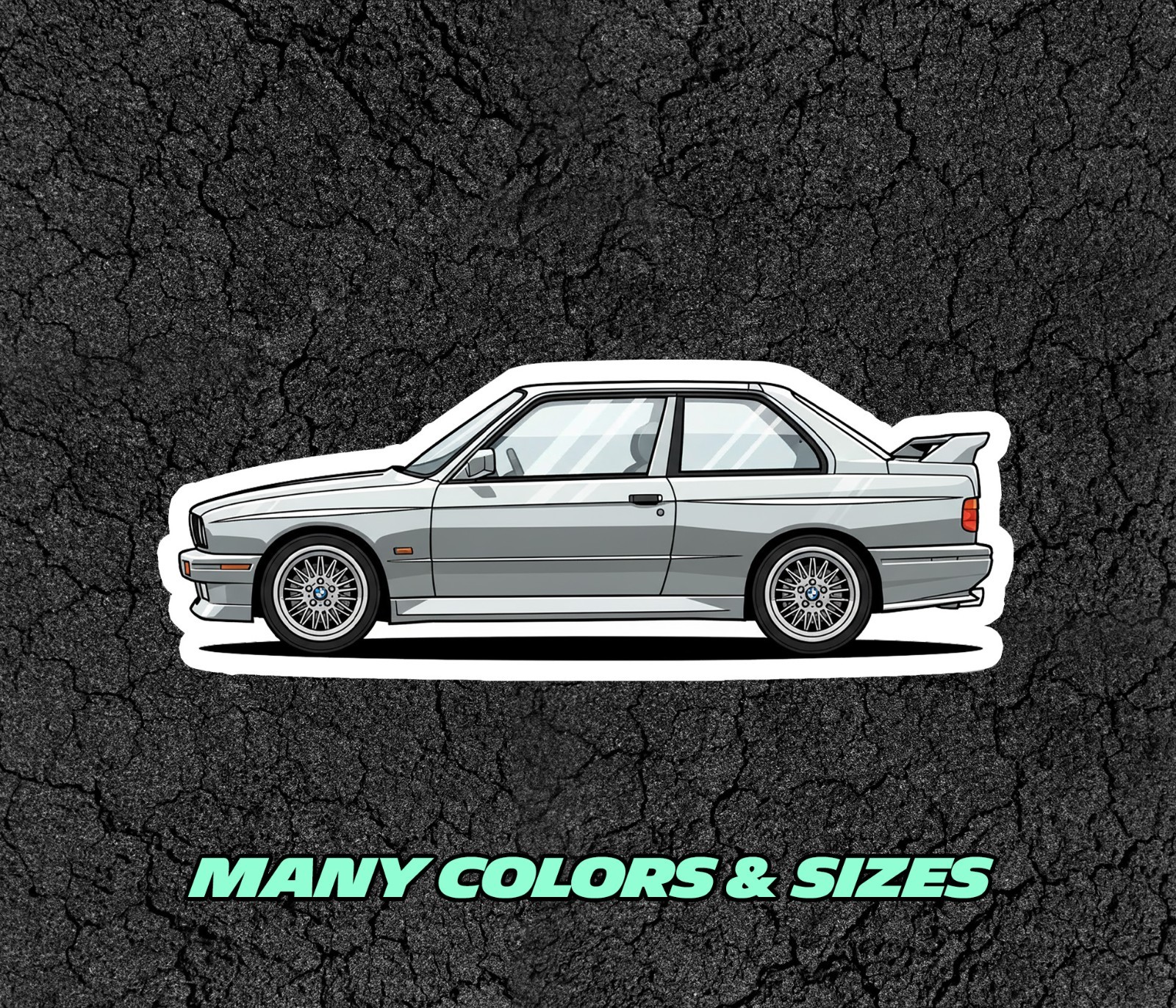 BMW M3 E30 Car Profile Sticker for Laptop, Phone Case, Book, Window, Kids etc.