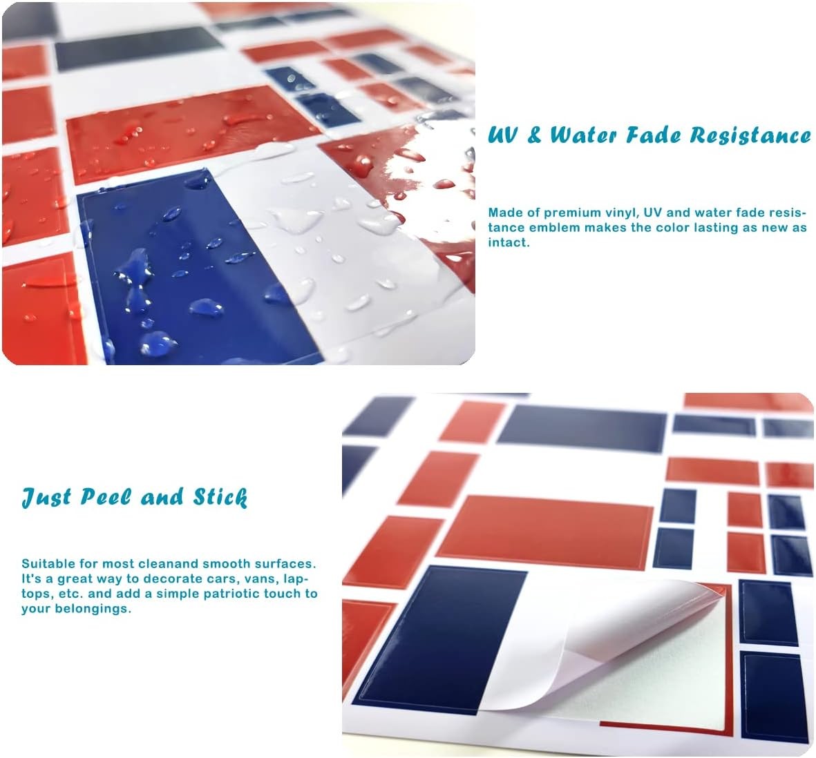 France Flag Stickers Decals 3 Pack 11.7 x 8.3 Inches
