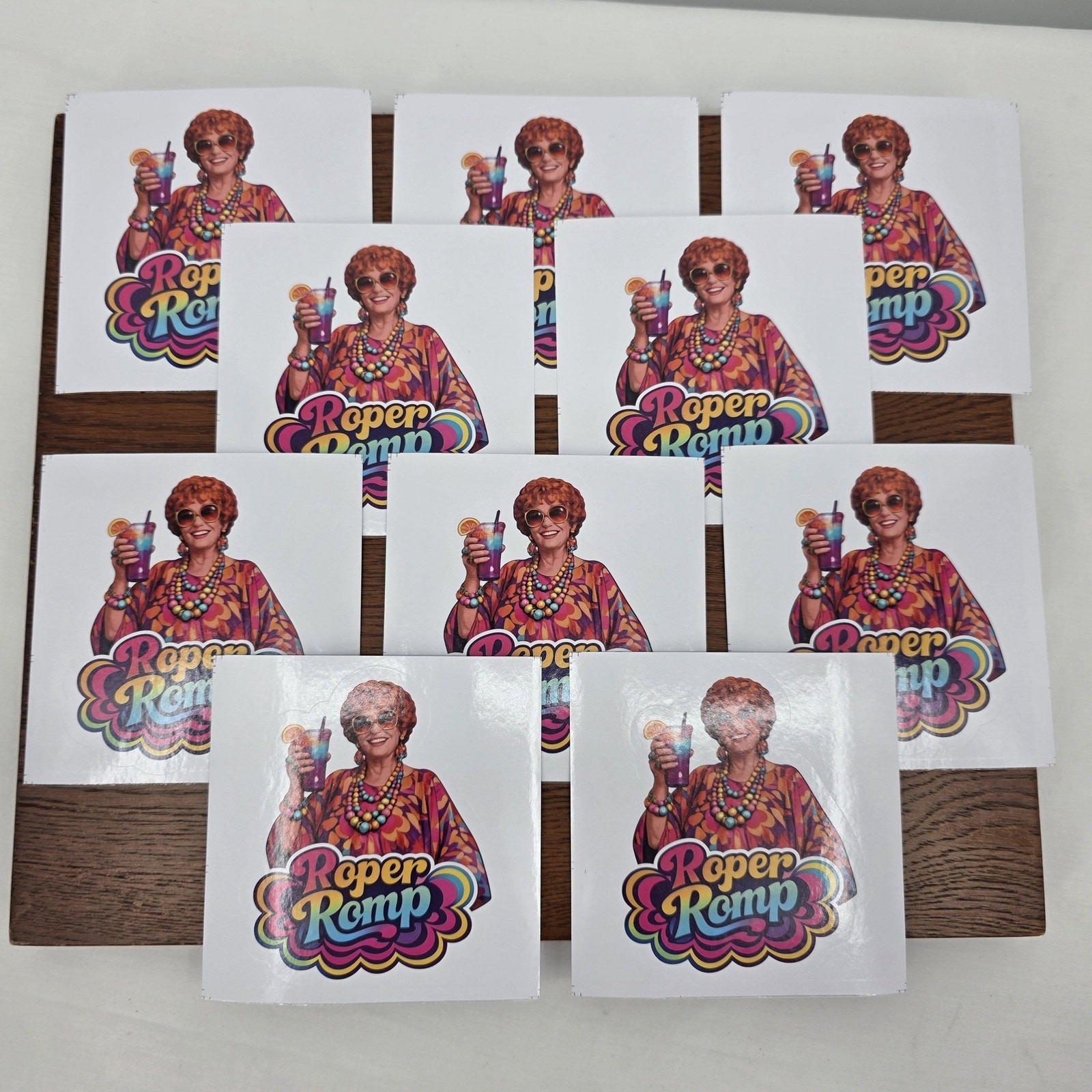 Roper Romp Stickers – 10 Pack Die Cut Full Color Mrs. Roper from Three's Company