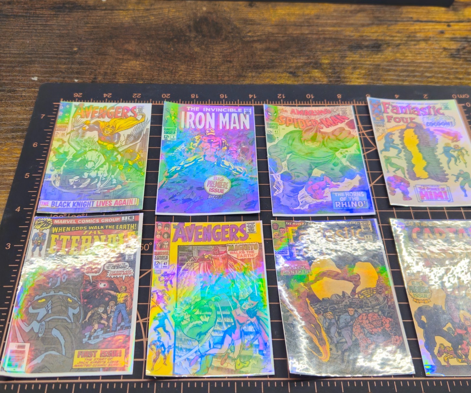 8 Retro comic book Holographic laminated vinyl stickers