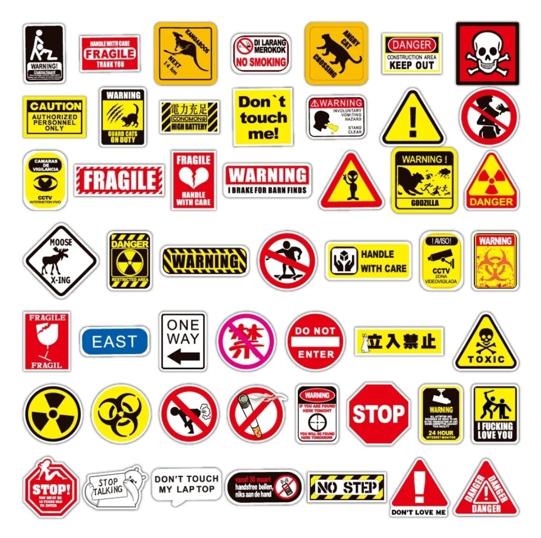 100pc Stickers Set Warning Slogan Series Collection