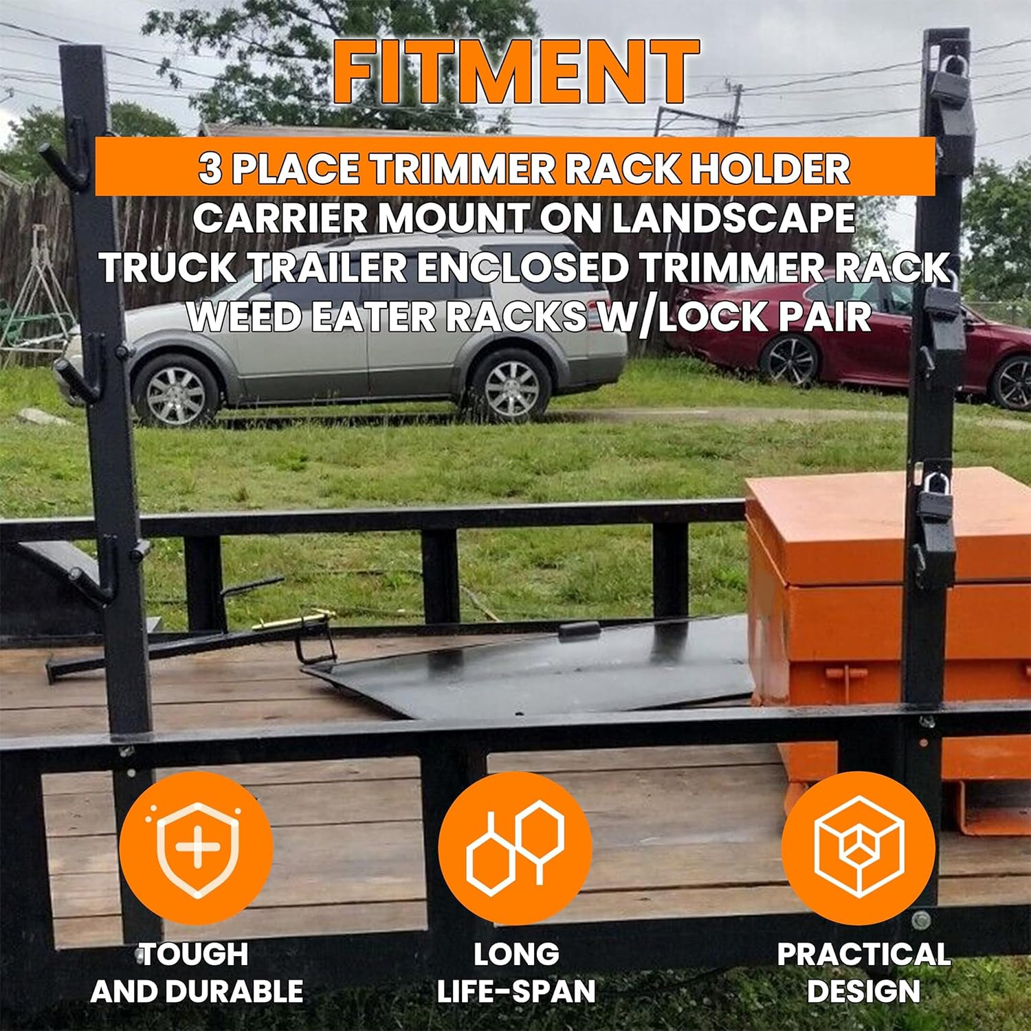 3 Place Weedeater Rack Carrier Mount on Landscape Truck Trailer Enclosed