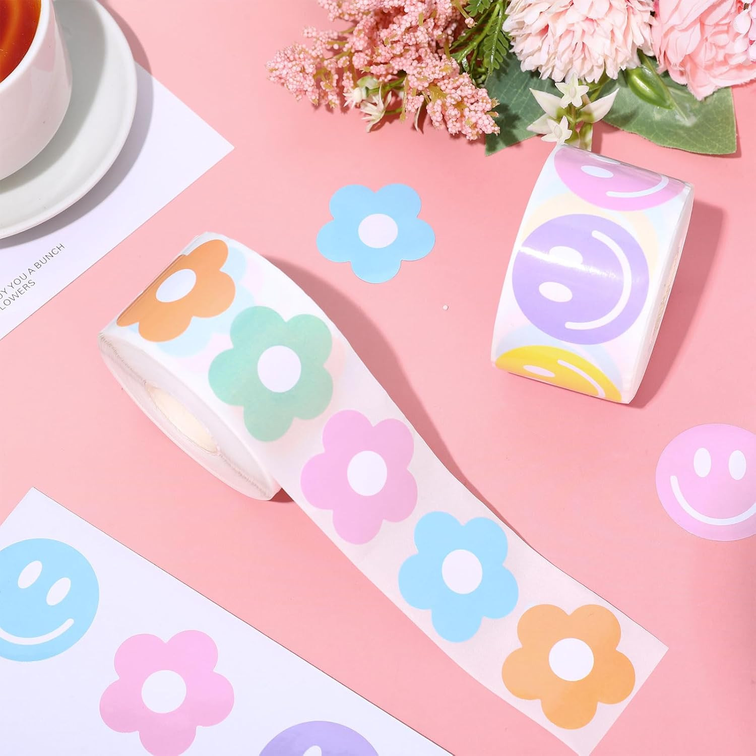 1000 Pcs Boho Smile Stickers Self-Adhesive Decals for School & Party Supplies