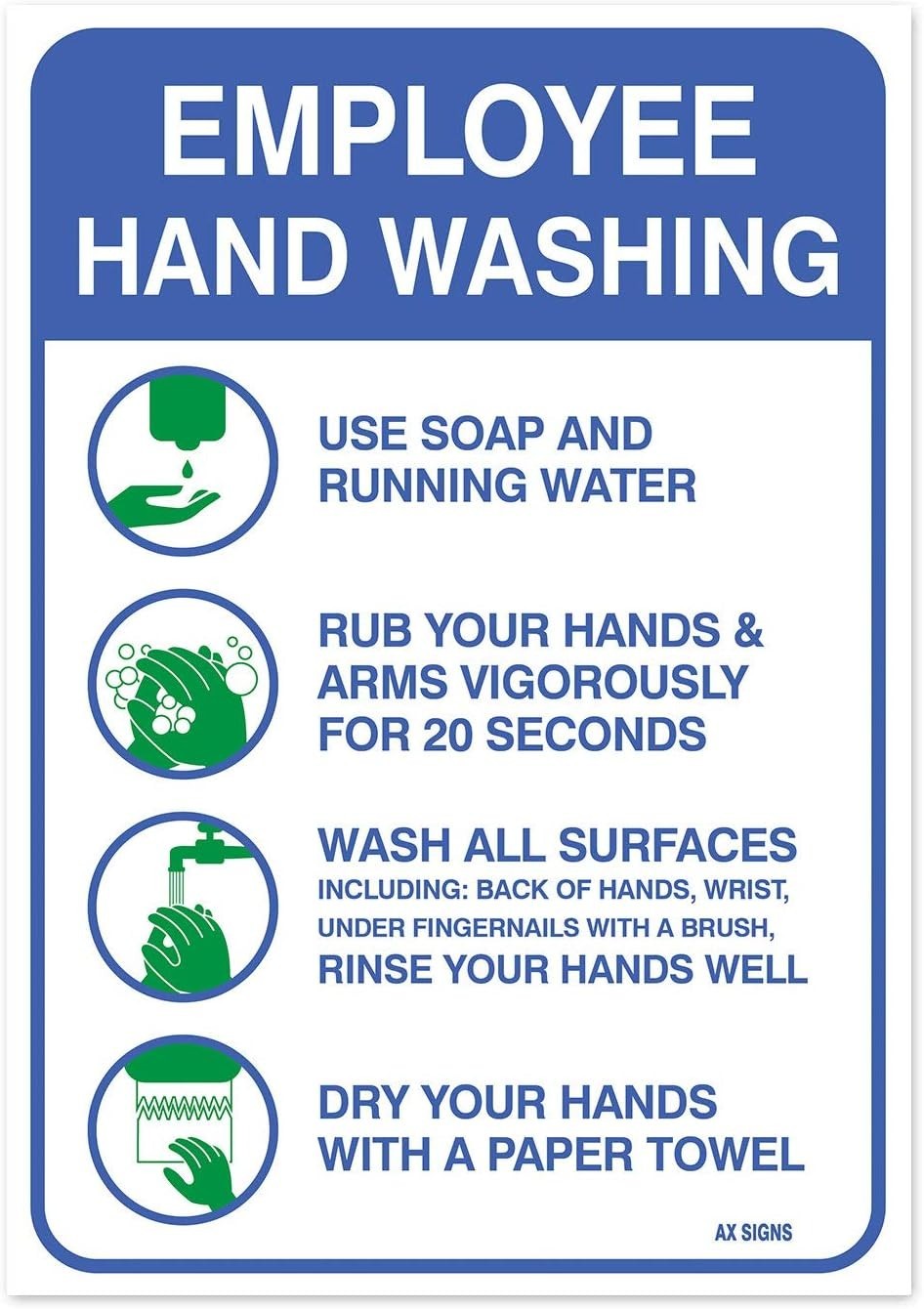 (2 Pack) Employee Hand Washing Sticker 7 x 10 Inches
