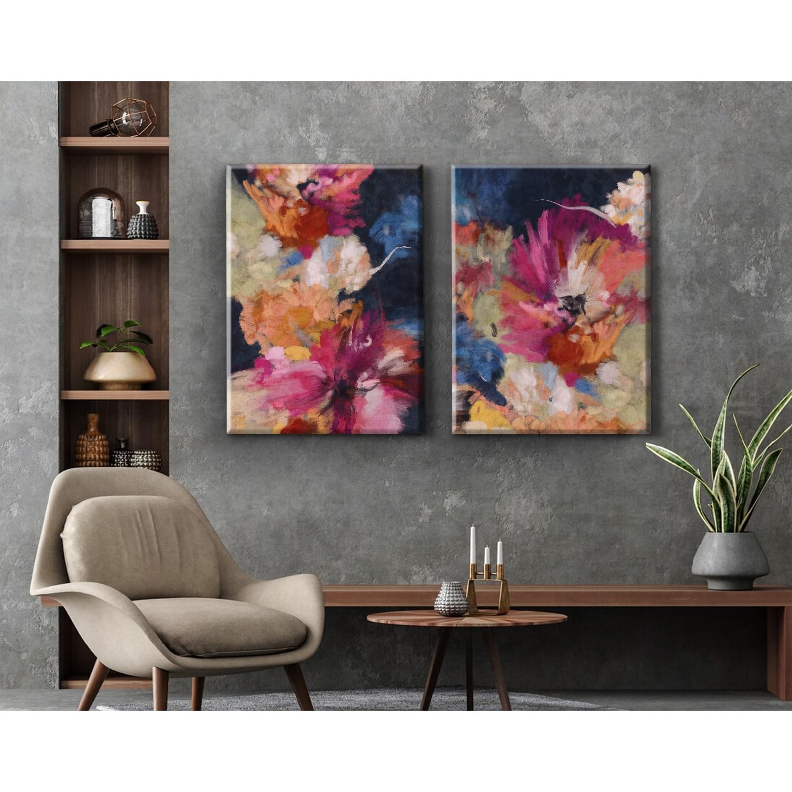 Colorful Abstract Wall Art Decor Modern Flower Canvas Wall Art Abstract Flowe…