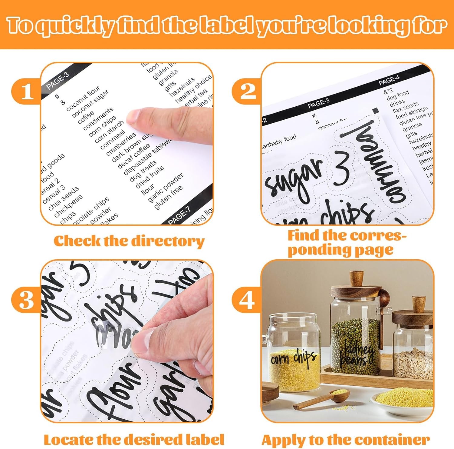 170PCS Pantry Labels Kitchen Storage Waterproof Food Container Stickers for Jars