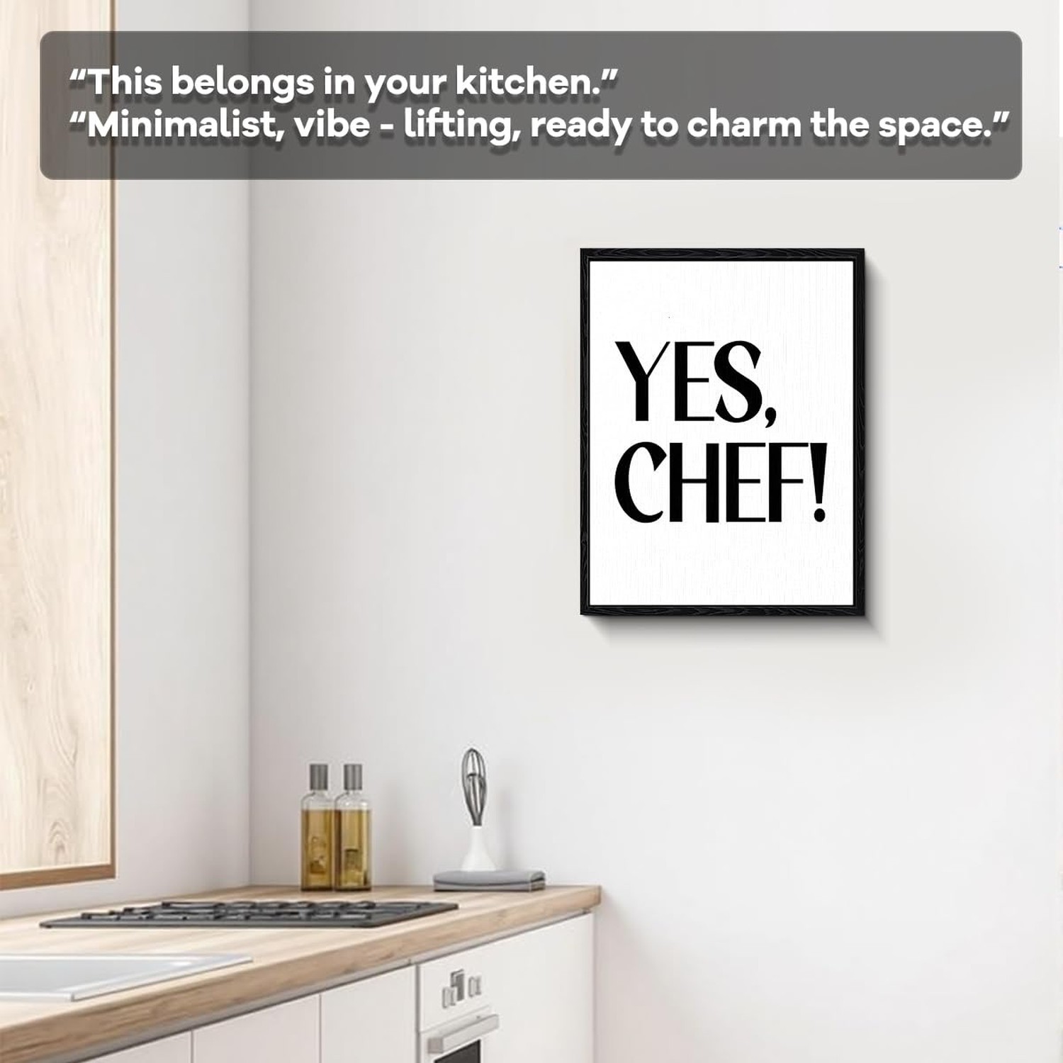 Yes Chef Quote Wall Art, yes chef message, minimalist wall decor, ready to ha…