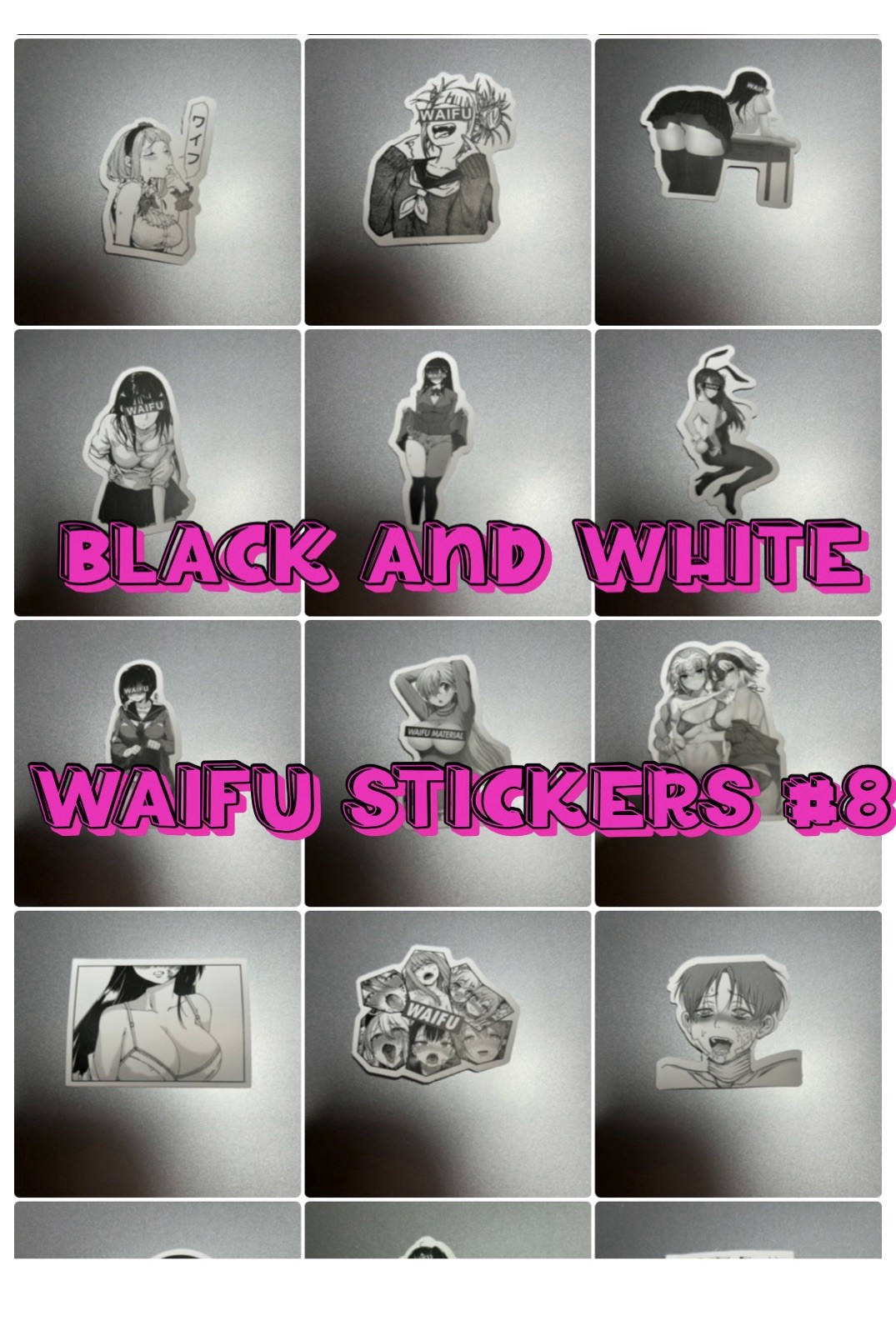 black and white waifu lewd sexy girls stickers #8