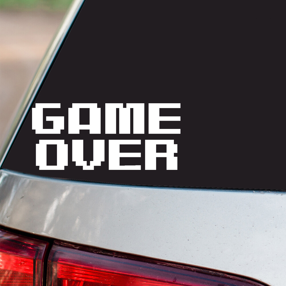 Game Over Sticker Retro 8 Bit Video game all chrome and regular vinyl colors