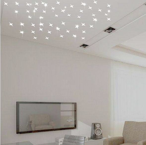 50pcs 5*5cm acrylic 3D star shape mirror wall decals wall stickers home decor