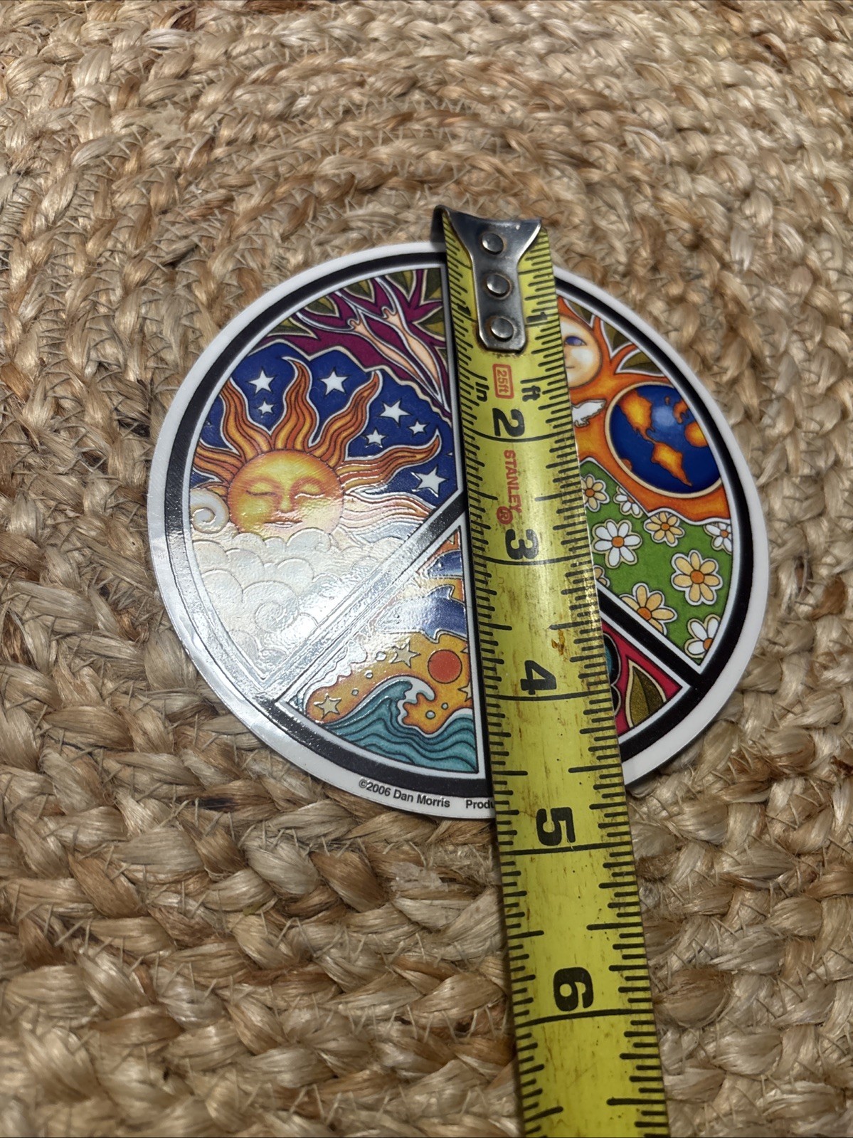 Peace Symbol Sticker Decal Dan Morris Hippie Yeti Sun World Window Car Moon 5”