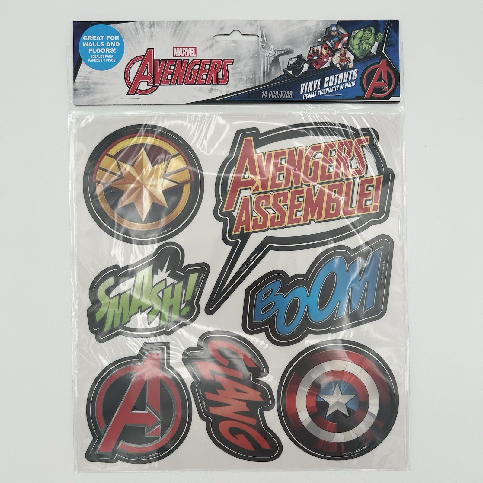 NEW Lot of 2 Marvel Avengers Action Comic Vinyl Cutouts 14 Pieces Each, 28 Total