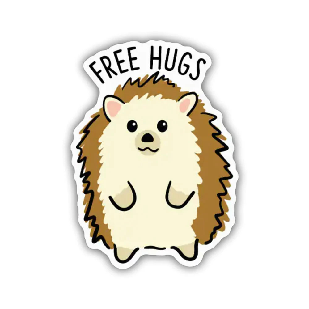 Hedgehog Free Hugs Vinyl Sticker Decal, Waterproof, Hedgie, 3.5"